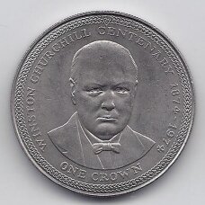 ISLE OF MAN 1 CROWN 1974 KM # 30 AU Winston Churchill