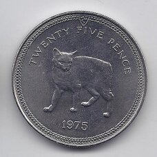 MENO SALA 25 PENCE 1975 KM # 31 AU Manksų katė MENO SALA 25 PENCE 1975 KM # 31 AU Manksų katė