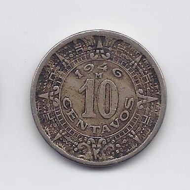 MEXICO 10 CENTAVOS 1946 KM # 432 VF
