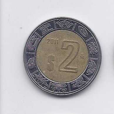 MEXICO 2 PESOS 2011 KM # 604 VF