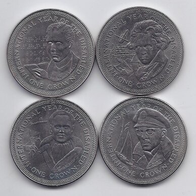ISLE OF MAN 4 X 1 CROWN 1981 KM # 77-80 AU/UNC International Year of the Disabled