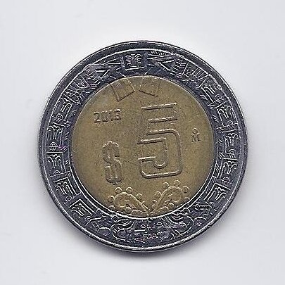 MEXICO 5 PESOS 2013 KM # 605 VF