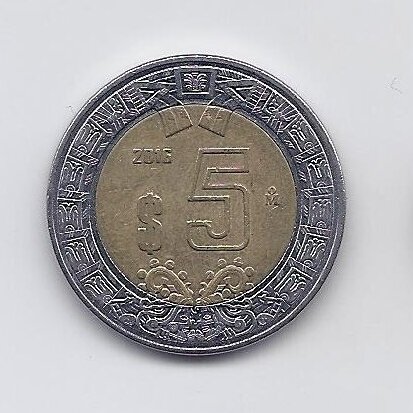 MEKSIKA 5 PESOS 2016 KM # 605 VF
