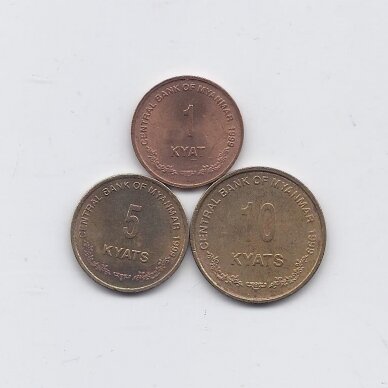 MIANMARAS 1999 m. 3 monetų rinkinys
