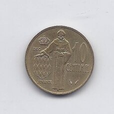 MONACO 10 CENTIMES 1977 KM # 142 XF MONACO 10 CENTIMES 1977 KM # 142 XF