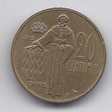 MONACO 20 CENTIMES 1962 KM # 143 VF MONACO 20 CENTIMES 1962 KM # 143 VF