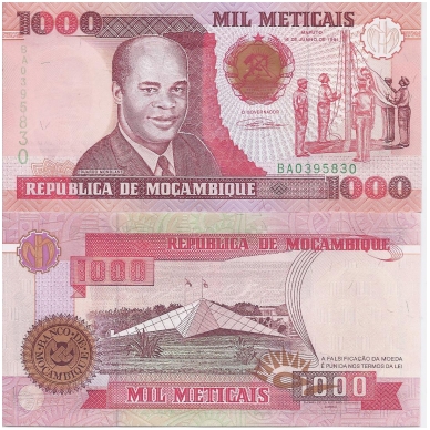MOZAMBIQUE 1000 METICAIS 1991 P # 135 AU