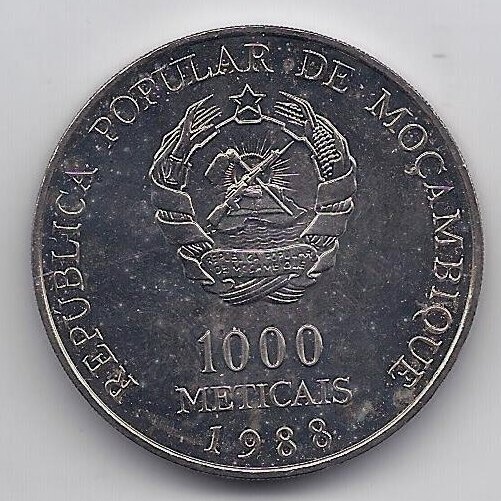 MOZAMBIQUE 1000 METICAIS 1988 KM # 109 UNC John Paul II 1