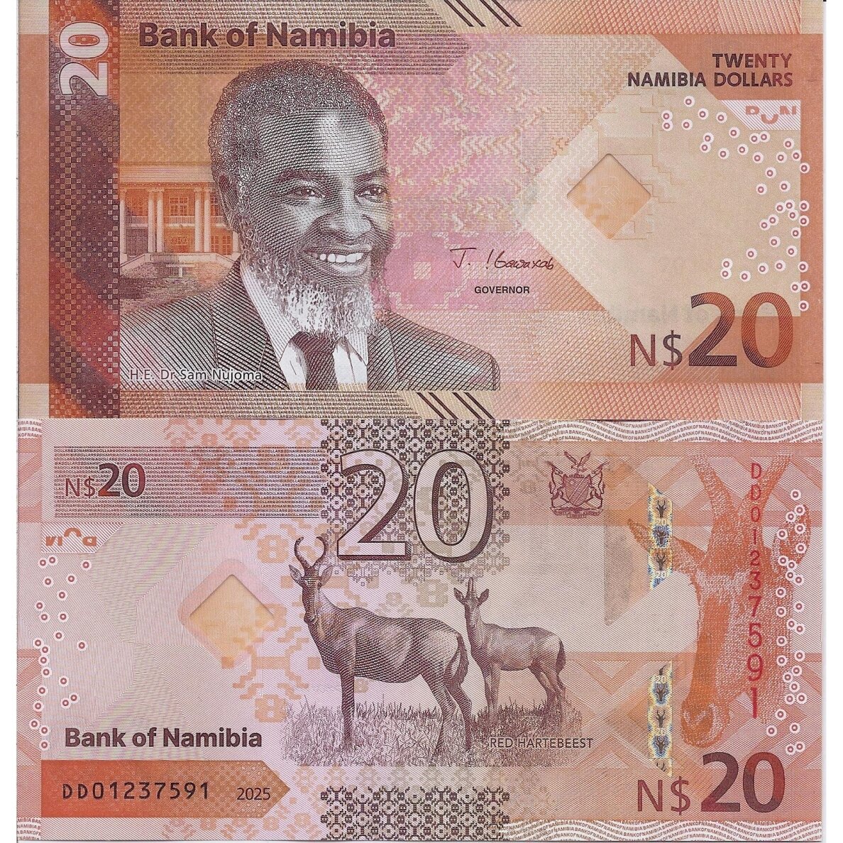 NAMIBIA 20 DOLLARS 2025 P # new UNC