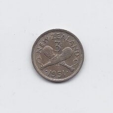 NEW ZEALAND 3 PENCE 1951 KM # 15 VF NEW ZEALAND 3 PENCE 1951 KM # 15 VF