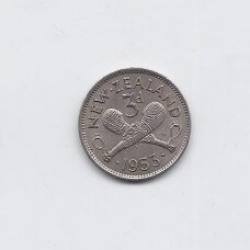 NEW ZEALAND 3 PENCE 1953 KM # 25 VF NEW ZEALAND 3 PENCE 1953 KM # 25 VF