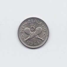 NAUJOJI ZELANDIJA 3 PENCE 1964 KM # 25 VF NAUJOJI ZELANDIJA 3 PENCE 1964 KM # 25 VF
