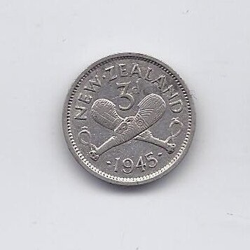 NAUJOJI ZELANDIJA 3 PENCE 1945 KM # 7 VF
