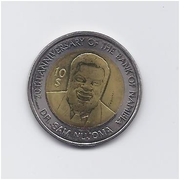 NAMIBIJA 10 DOLLARS 2010 KM # 21 XF/AU