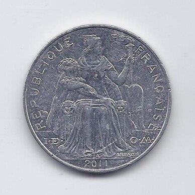 NAUJOJI KALEDONIJA 5 FRANCS 2011 KM # 16 VF/XF 1