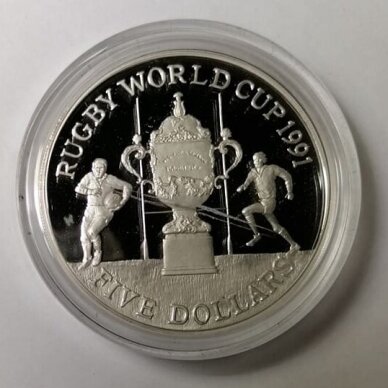 NEW ZEALAND 5 DOLLARS 1991 KM # 80a PROOF Rugby World Cup