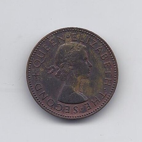 NAUJOJI ZELANDIJA 1/2 PENNY 1960 KM # 23 VF 1