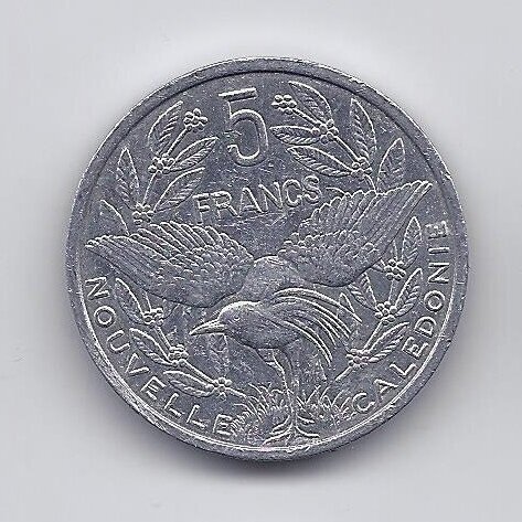 NAUJOJI KALEDONIJA 5 FRANCS 2008 KM # 16 VF/XF