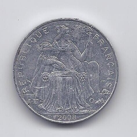 NAUJOJI KALEDONIJA 5 FRANCS 2008 KM # 16 VF/XF 1