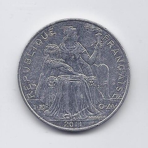NAUJOJI KALEDONIJA 5 FRANCS 2011 KM # 16 VF/XF 1