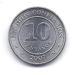 NICARAGUA 10 CENTAVOS 2007 KM # 105 AU