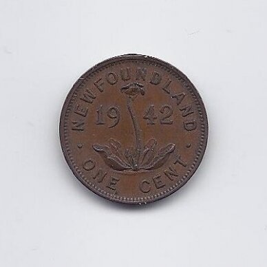 NIUFAUNDLANDAS 1 CENT 1942 KM # 18 VF