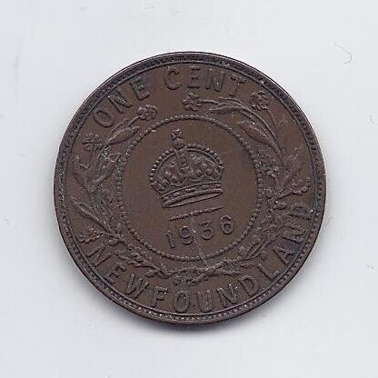 NEWFOUNDLAND 1 CENT 1936 KM # 16 VF