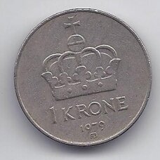 NORVEGIJA 1 KRONE 1979 KM # 419 VF