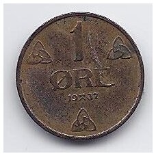 NORWAY 1 ORE 1937 KM # 367 VF