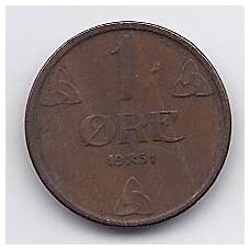 NORWAY 1 ORE 1951 KM # 367 VF