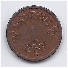 NORWAY 1 ORE 1953 KM # 398 VF