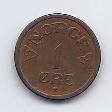 NORWAY 1 ORE 1954 KM # 398 VF