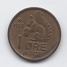 NORWAY 1 ORE 1959 KM # 403 VF