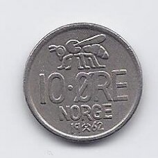 NORWAY 10 ORE 1962 KM # 411 VF