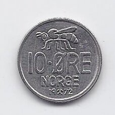 NORWAY 10 ORE 1972 KM # 411 VF/XF