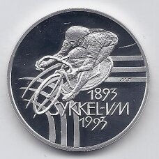 NORVEGIJA 100 KRONER 1993 KM # 443 PROOF Dviračių treko čempionatas