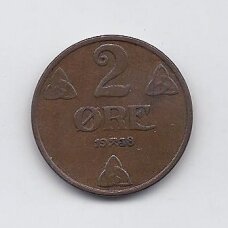 NORWAY 2 ORE 1938 KM # 371 VF