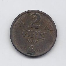 NORWAY 2 ORE 1947 KM # 371 VF