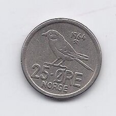 NORWAY 25 ORE 1964 KM # 407 VF NORWAY 25 ORE 1964 KM # 407 VF