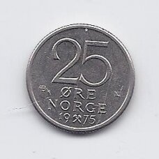 NORWAY 25 ORE 1975 KM # 417 VF/XF NORWAY 25 ORE 1975 KM # 417 VF/XF
