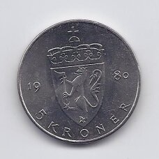 NORVEGIJA 5 KRONER 1980 KM # 420 AU NORVEGIJA 5 KRONER 1980 KM # 420 AU