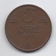 NORWAY 5 ORE 1930 KM # 368 F/VF