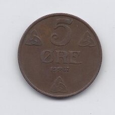 NORWAY 5 ORE 1937 KM # 368 VF NORWAY 5 ORE 1937 KM # 368 VF