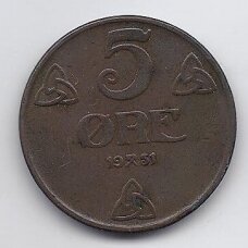 NORWAY 5 ORE 1951 KM # 368 F/VF