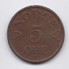 NORWAY 5 ORE 1955 KM # 400 VF NORWAY 5 ORE 1955 KM # 400 VF