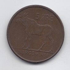 NORWAY 5 ORE 1958 KM # 405 VF