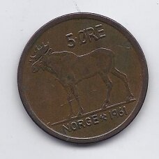 NORWAY 5 ORE 1961 KM # 405 VF