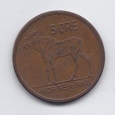 NORWAY 5 ORE 1964 KM # 405 VF
