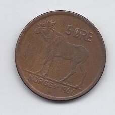 NORWAY 5 ORE 1966 KM # 405 VF