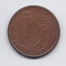 NORWAY 5 ORE 1969 KM # 405 VF